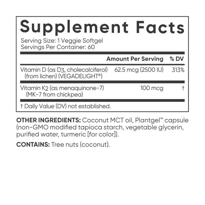 Vitamin D3 + K2 with Coconut MCT Oil